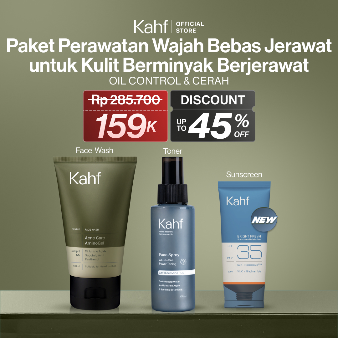 Kahf Bundle 3in1 Oily Skin and Acne Skin Care Package Oil Control & Brightening Package Face Wash + To…