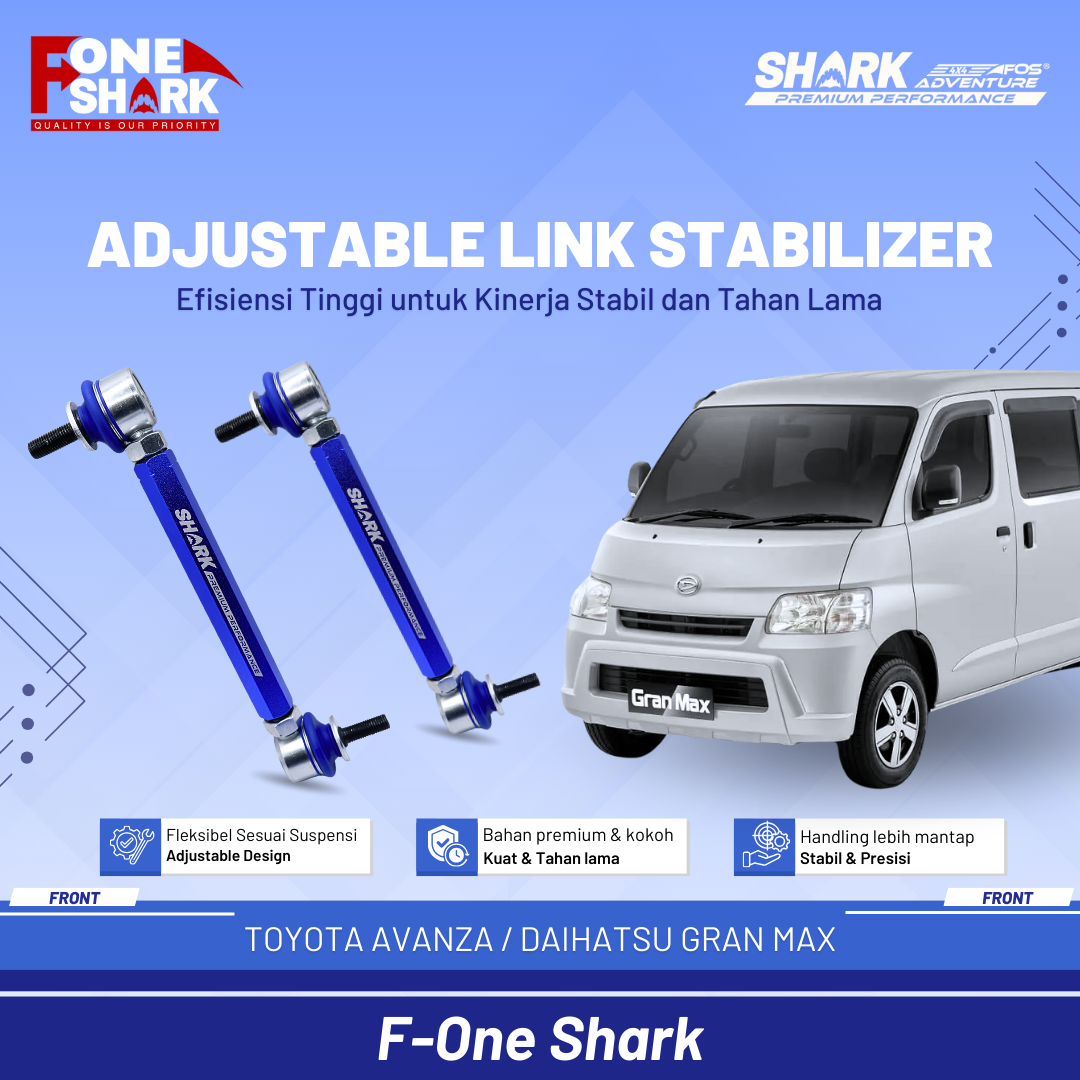 F-One Shark FOS Front Sway Bar Link Stabilizer Link Stabil Adjustable ADJ Toyota Avanza / Gran Max Premium Harga 1,105,000 Ringgit*Penghantaran Percuma