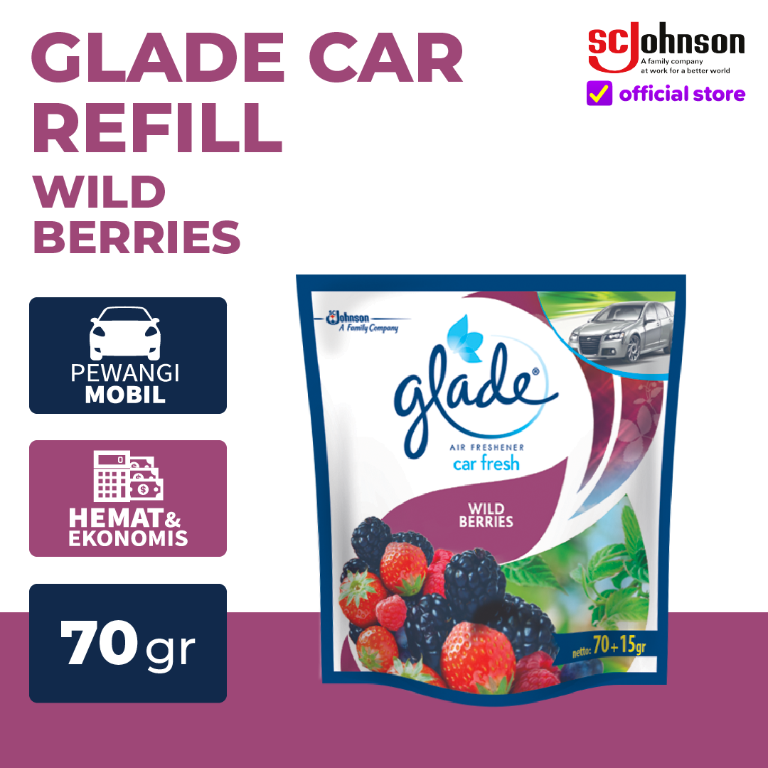 Glade Car Pengharum Mobil Refill Wild Berries 70gr Harga 12,010 rupiah*Gratis Ongkir