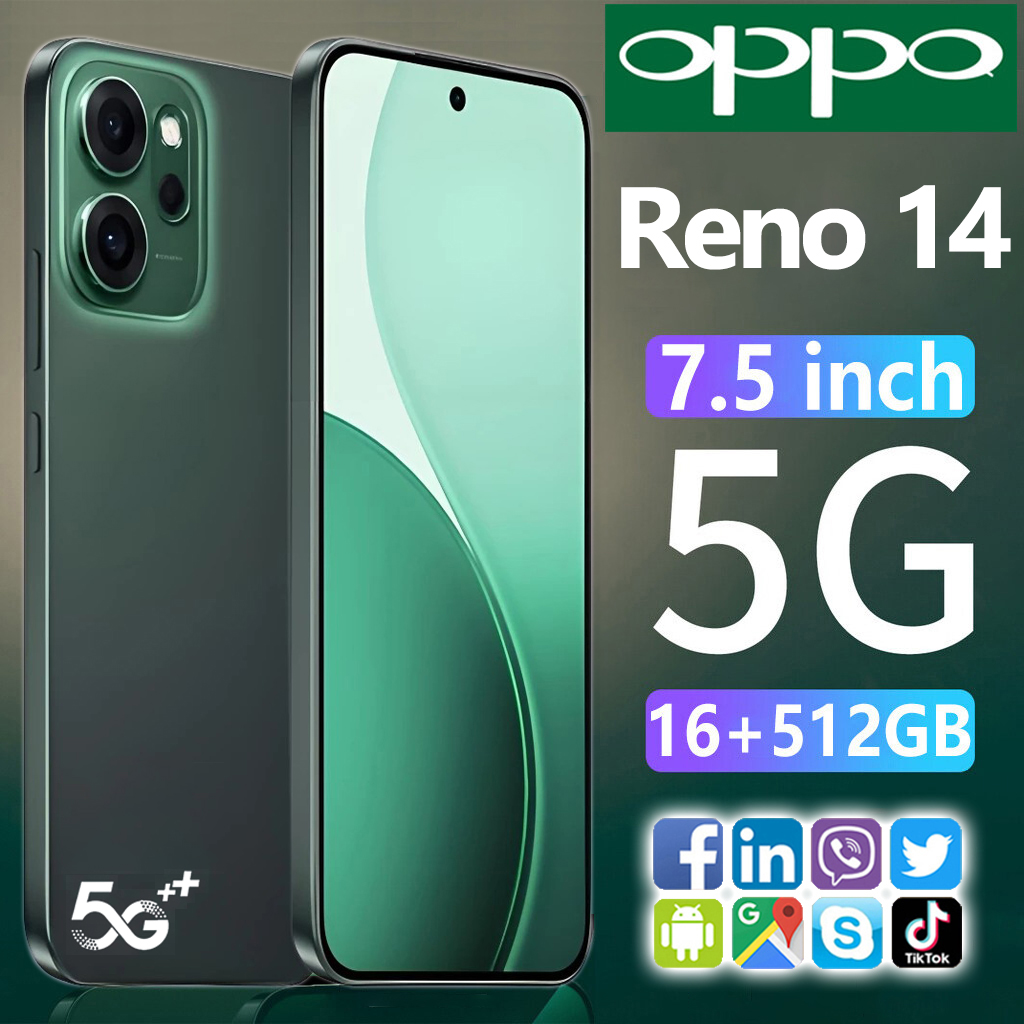 Cheap HP opp0 Reno 14 Pro NFC smartphone cheap HP 7.5 inch 5G mobile phone RAM 16GB ROM 1T smartphone dual card android12 mobile phone new original ren14 new phone Original Original product official warranty gaming phone Harga  949,000 rupiah*Gratis Ongkir