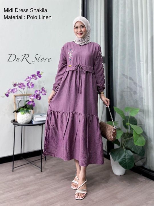 midi dress polos terbaru 2025 Jual Gamis Midi Polos Terbaru 2025 Terbaru Online dengan Harga Terbaik