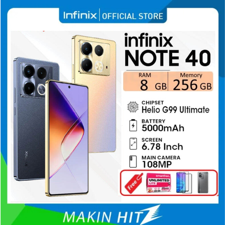 Infinix Note 40 8+256Gb [+8Gb Extended Ram] 108Mp Camera 6.78 Inch Amoled Harga 2,050,000 rupiah*Gratis Ongkir