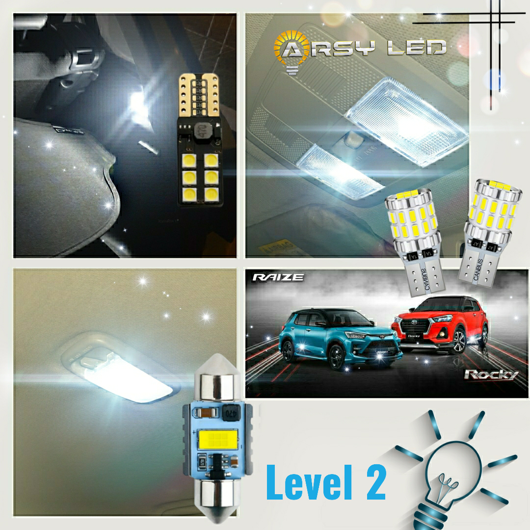 ARSYLED Lampu LED Plafon Kabin LED Mobil Toyota Raize - Rocky Paket isi 4 Level 2 Harga 125,000 rupiah*Gratis Ongkir
