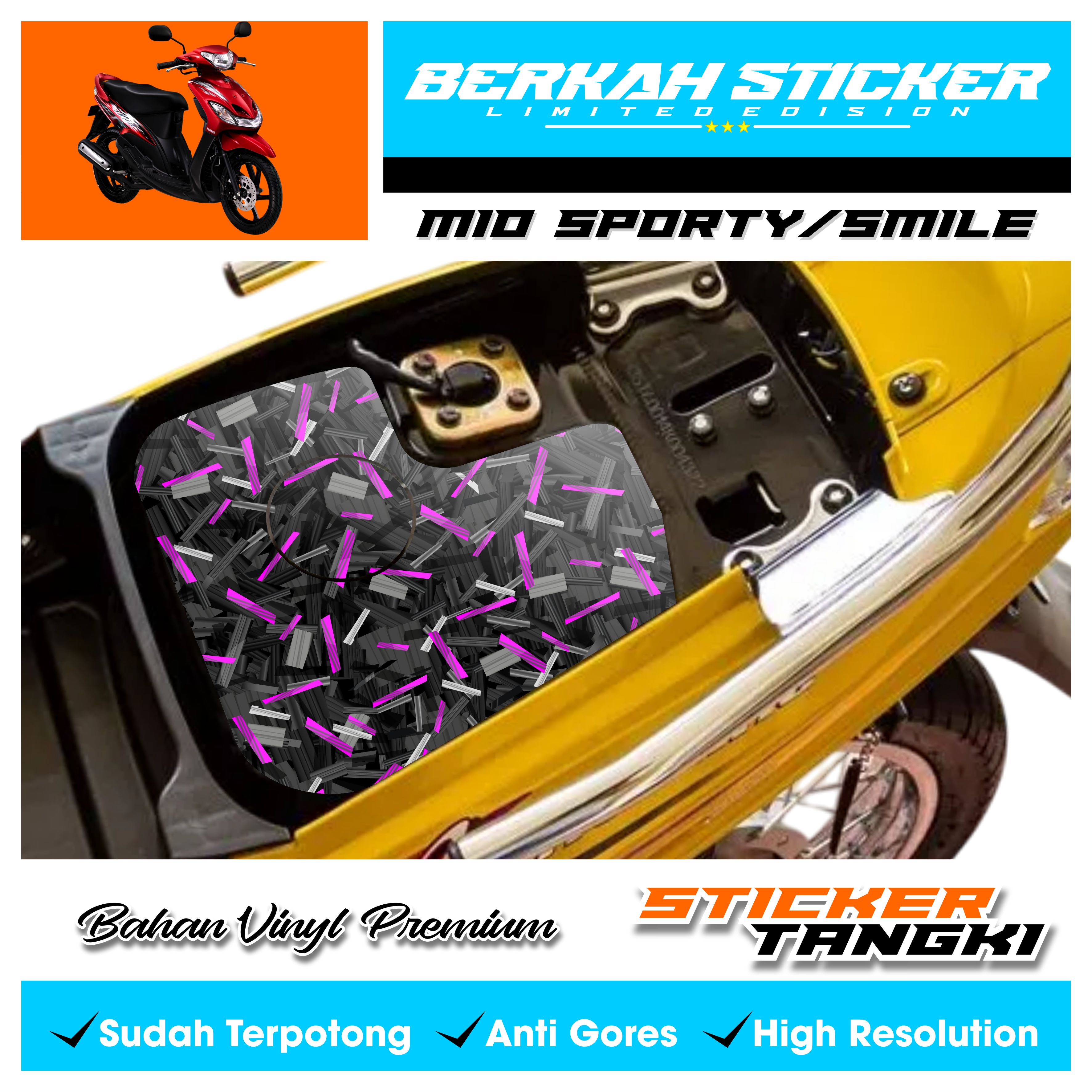 Bensi tank sticker Mio sporty/Lama carbon forged sticker tank motorcycle Mio anti-fade cheap Harga 18,500 rupiah*Gratis Ongkir