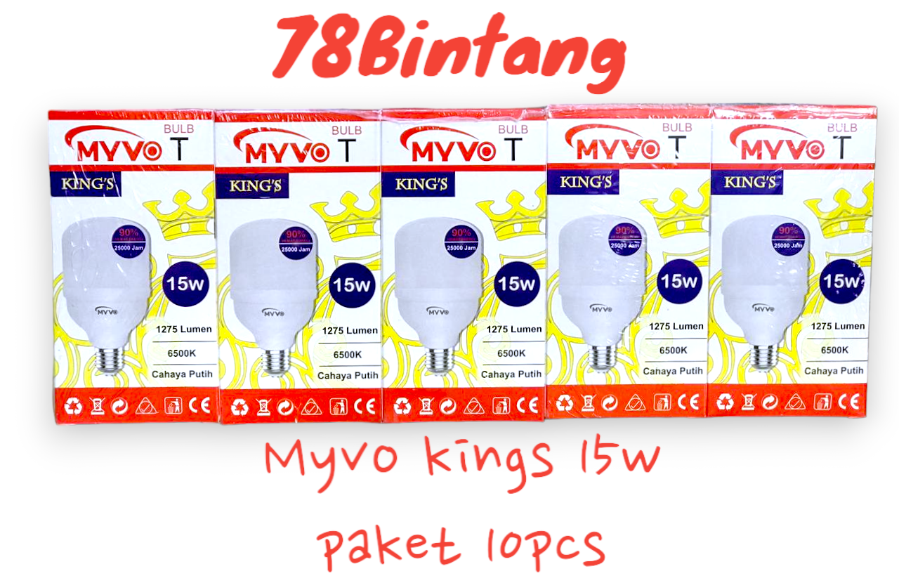 Lampu led myvo kings 15 watt paket 10pcs - bohlam myvo kings 15w - lampu led garansi Harga  123,000 rupiah*Gratis Ongkir