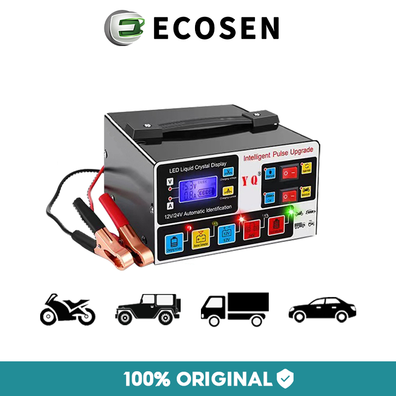 Ecosen Battery Charger 12V/24V Automatic Battery Charger Smart Intelligent Auto Repair Car Charger Harga 107,910 rupiah*Gratis Ongkir
