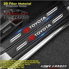 Toyota 4PCs car door side step sill fiber sticker protector strip for carbon fiber strip anti-scratch skin