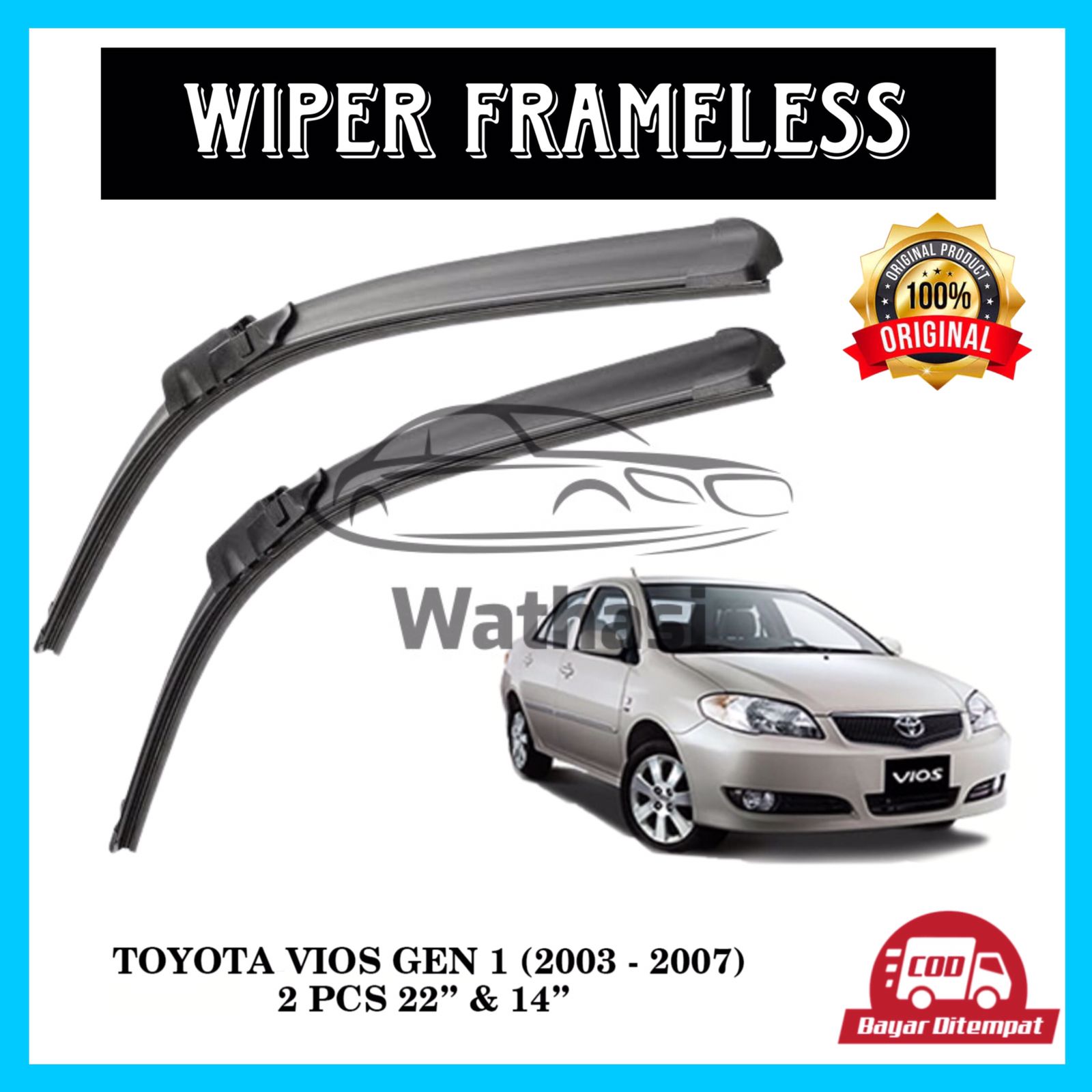 1 Set Wiper Frameless Full Karet Anti Baret Toyota Vios Wathasi Harga 60,200 rupiah*Gratis Ongkir