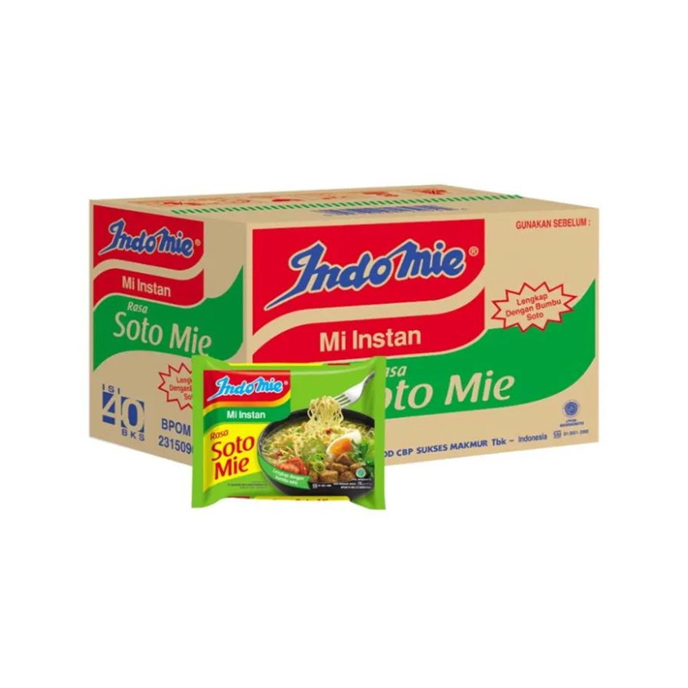 Indomie Mi Instan Rasa Soto Mie 70 gr x 40pcs (Karton) - Merek indomie Harga 118,300 rupiah*Gratis Ongkir