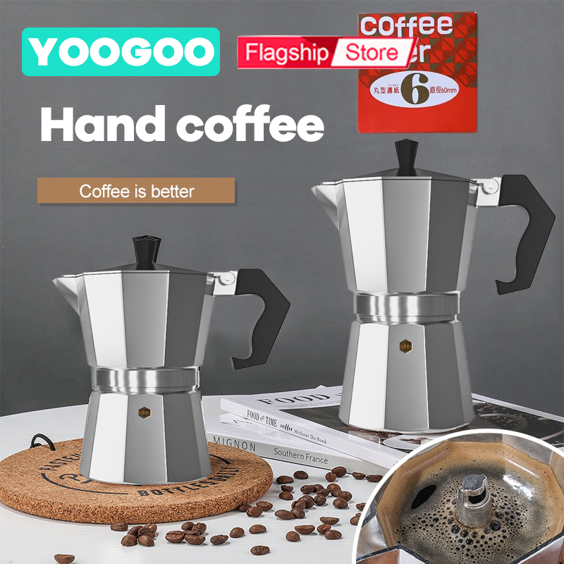 YOOGOO Moka Pot Teko Stovetop Coffee Filter COFFEE MAKER 100ml/150ml/300ml