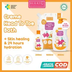 BerryC Creme Head to Toe Wash Kids 200ML 800ML Body Wash Shampoo Sabun Mandi Sampo Anak Sensitif