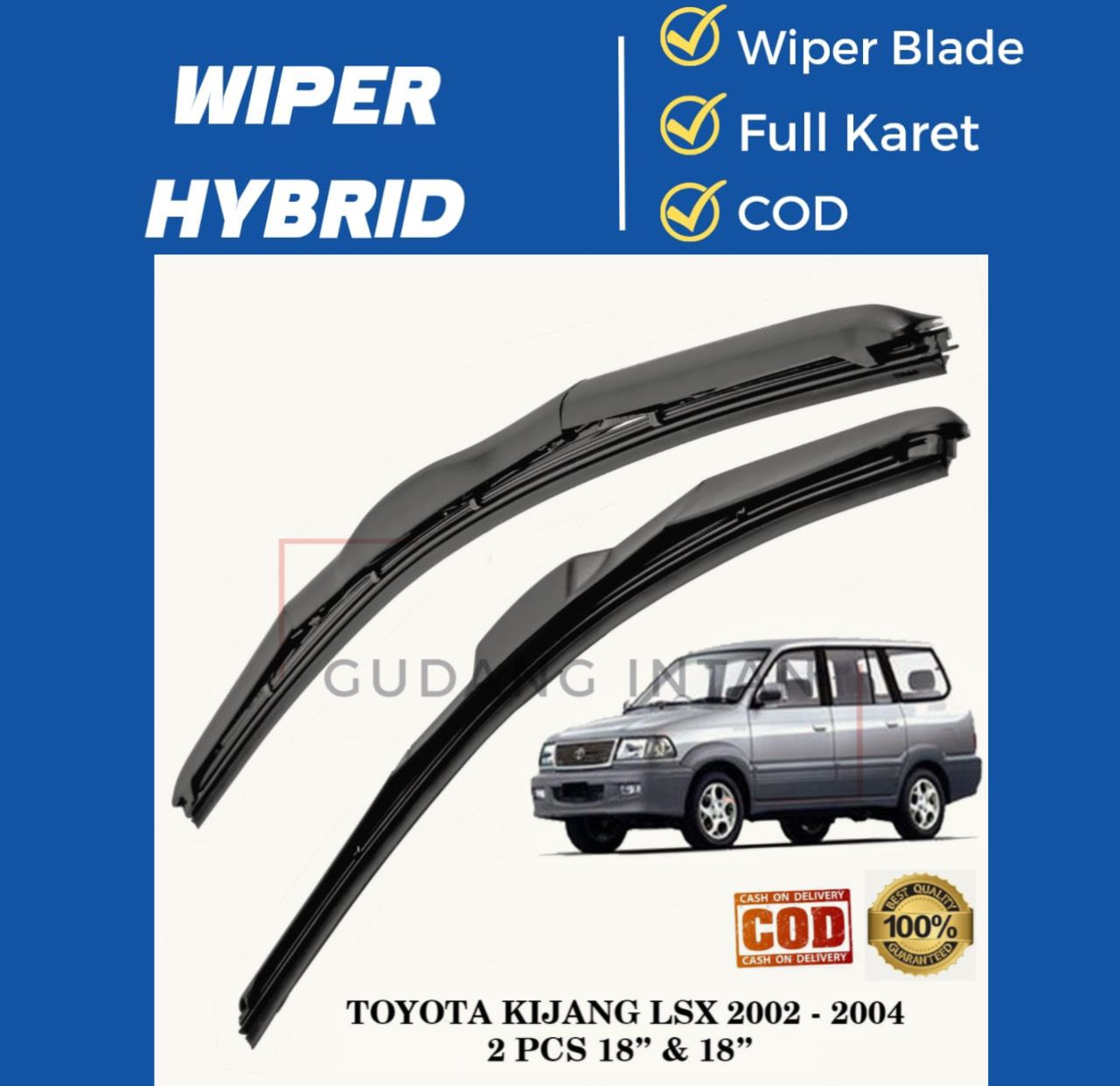 Wiper Hybrid Kanan Kiri 1 Set Mobil Toyota Kijang - Gudang Intan Harga 86,500 rupiah*Gratis Ongkir