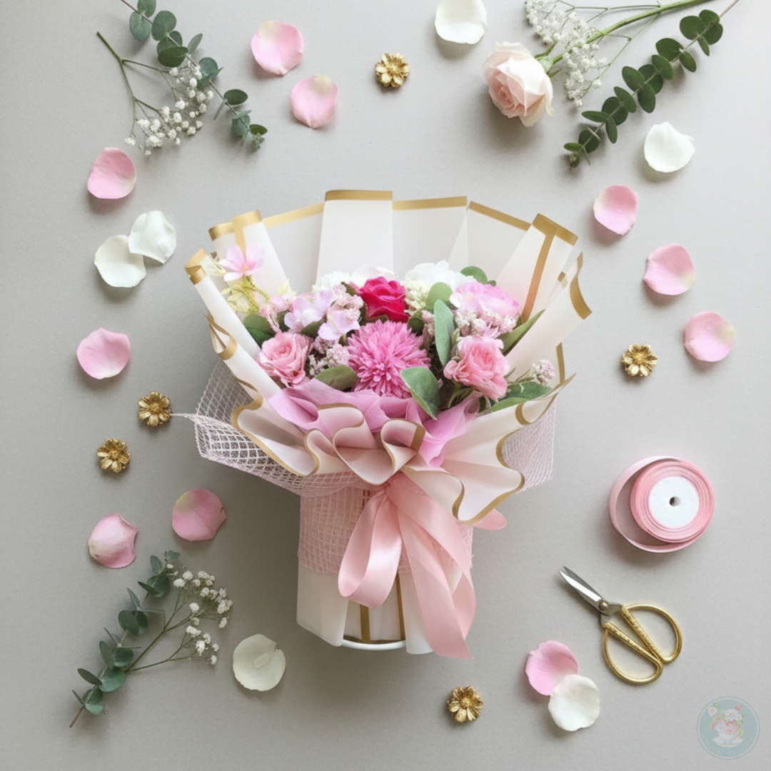 buket bunga artifisial fake flowers size 35x30cm cheap-buket bunga artifical free greeting card