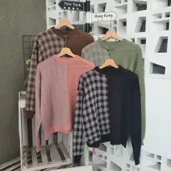 NEW-SQUERE MIX SWEATER - SWEATER RAJUT WANITA - PAKAIAN WANITA - BAJU RAJUT - FEMINIM RAJUT - SIMPLE - ELEGANT - HIGHT QUALITY - HARGA MURAH - ( COD )