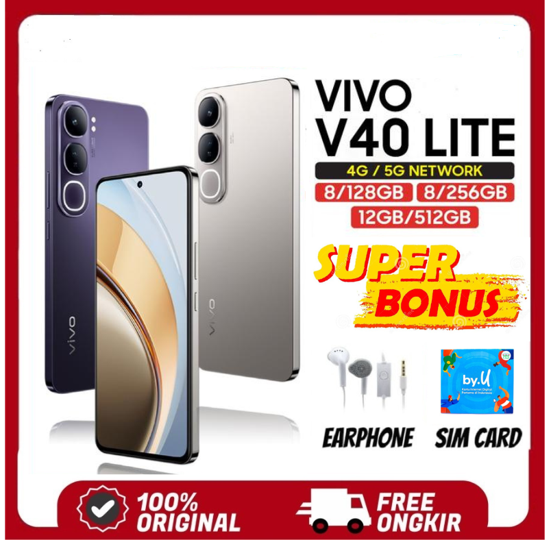 Vivo V40 Lite 4G 5G 8/128 8/256 12/512 RAM 8 12 rom 128 256 512 GB 8GB 12 GB 128GB 256GB 512 GB-titanium silver, 4G 8/128GB Harga  2,222,080 Ringgit*Penghantaran Percuma