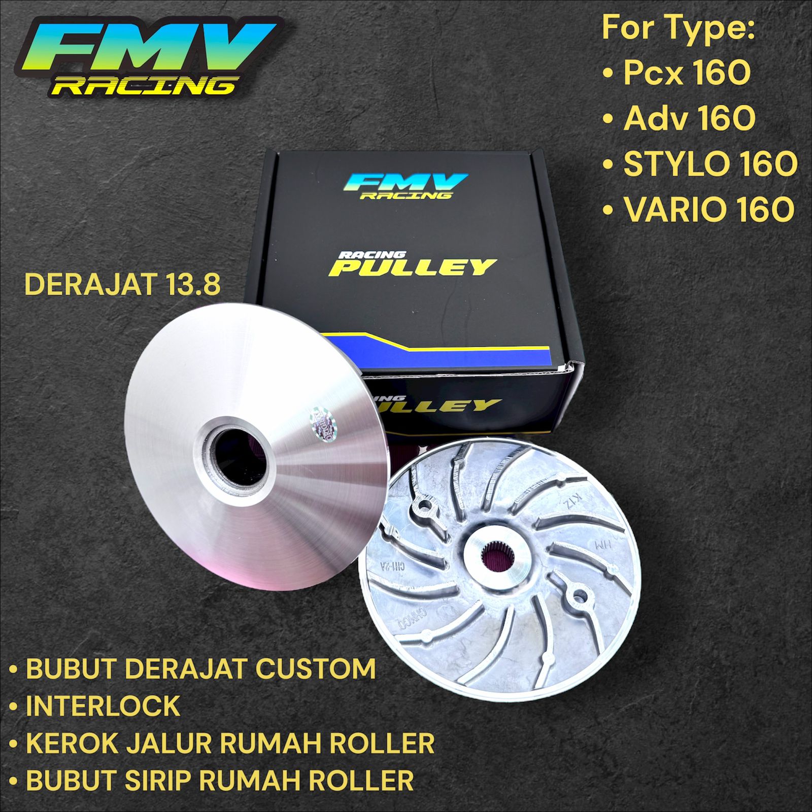 Pulley Rumah roller FMV racing for Vario 160 Oggy 160 ADV 160 Stylo 160 k1z original FMV Racing Harga 250,000 rupiah*Gratis Ongkir