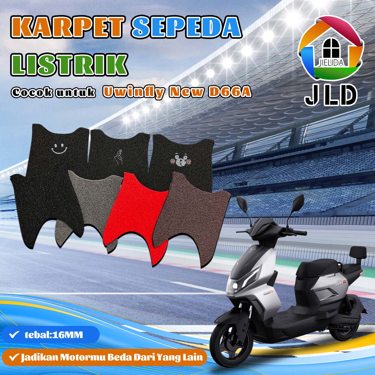 Jielida carpet PVC noodle vermicelli custom electric bike carpet uwinty new d66a Harga 24,550 rupiah*Gratis Ongkir