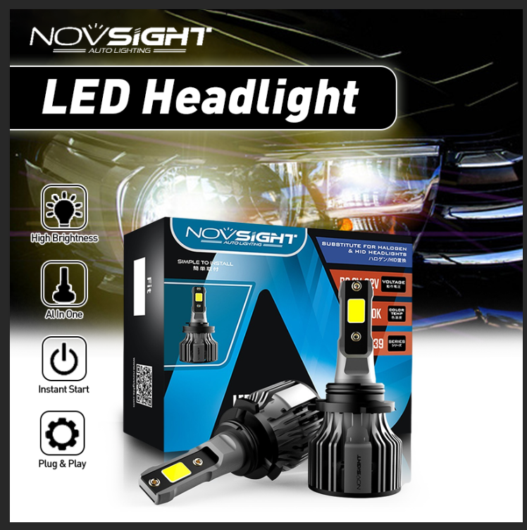Novsight N39 2Pcs Headlight Bulbs LED Super Bright Fog Light 72W 10000LM 6000K 9005/9006 Harga 179,000 Ringgit*Penghantaran Percuma