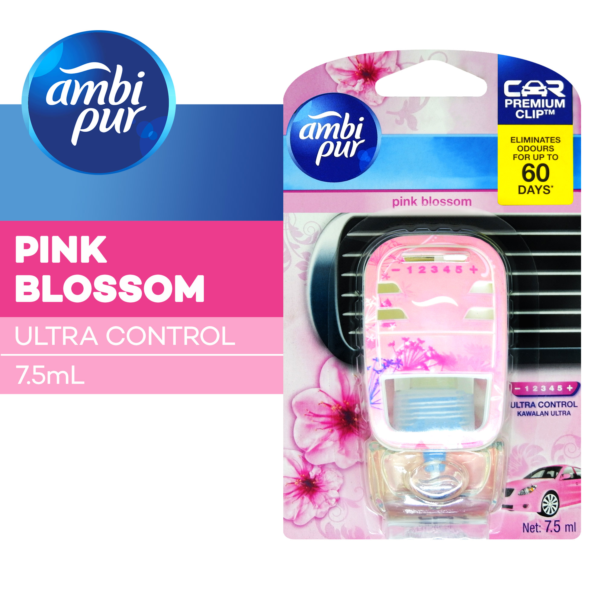 Ambi Pur Pengharum Mobil Pink Blossom Starter Kit Ultra 7.5ml Harga 45,700 rupiah*Gratis Ongkir