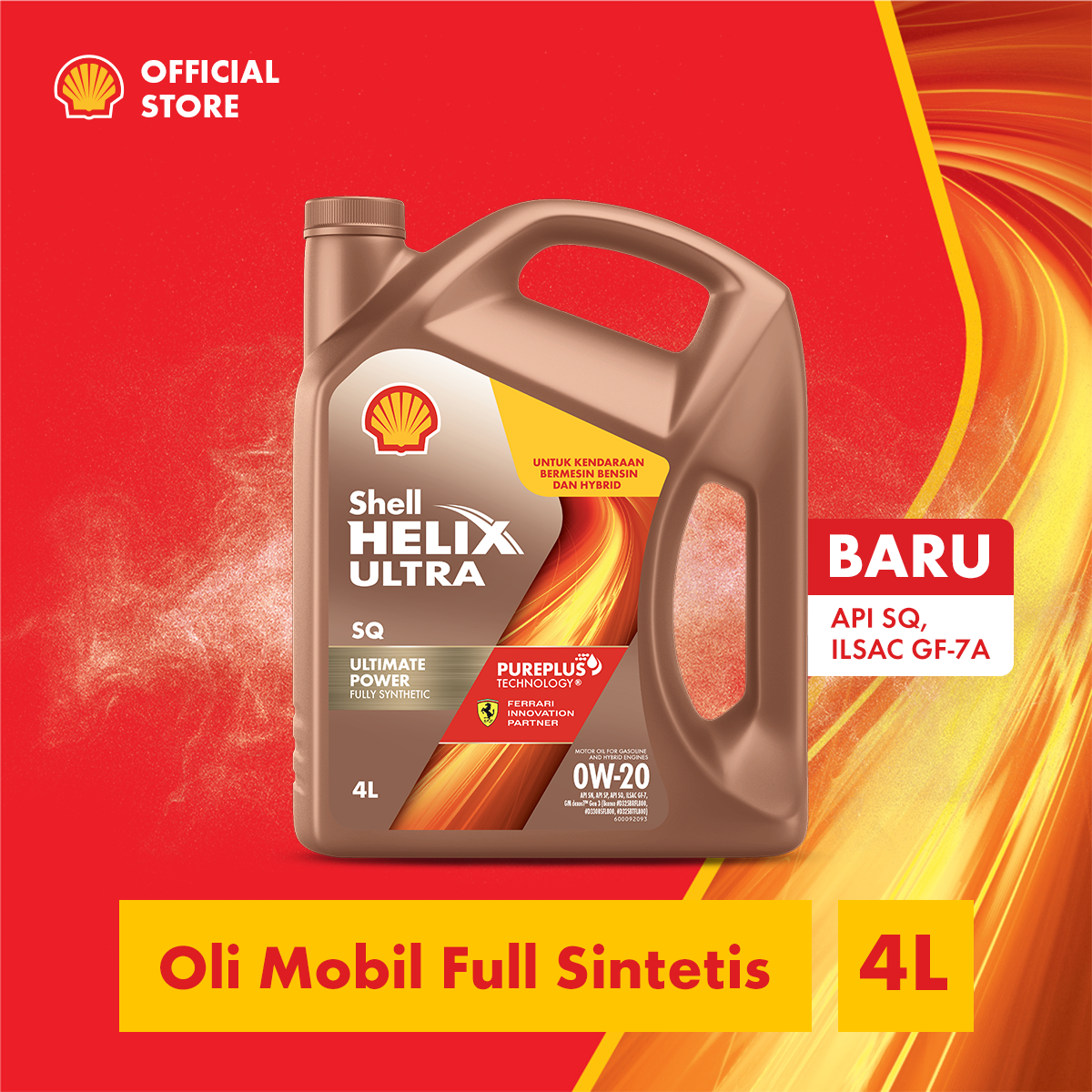Car engine oil Shell helix Ultra sq 0W - 20 (4L) Harga 645,936 rupiah*Gratis Ongkir