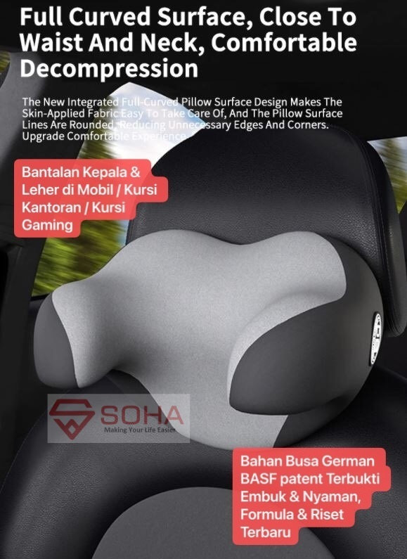 AM-01 Headrest Anti Pegal Bantal Sandaran Kepala Kursi Mobil Berbentuk U Bahan Busa Lumbar Kapas Lembut Nyaman di Leher & Kepala Bisa Daihatsu Toyota Honda BR-V Rocky Rush xpander Cross Raize Wuling Almaz RS Pajero Harga 99,000 rupiah*Gratis Ongkir