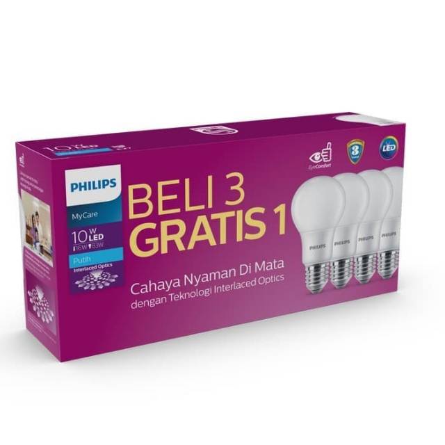 Harga lampu hias	 Philips Lampu Led Bulb Multipack Mycare Paket Isi 4 Lampu 10W 10Watt 10 W Putih Garansi Termurah 	