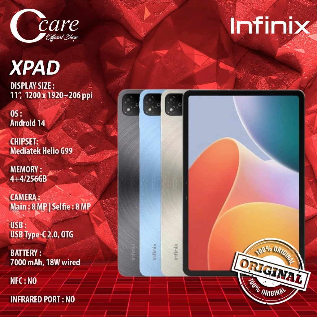 Infinix xPad 4G LTE 8/256GB-Infinix tablet 11 xPad (official warranty) Harga  1,990,000 Ringgit*Penghantaran Percuma