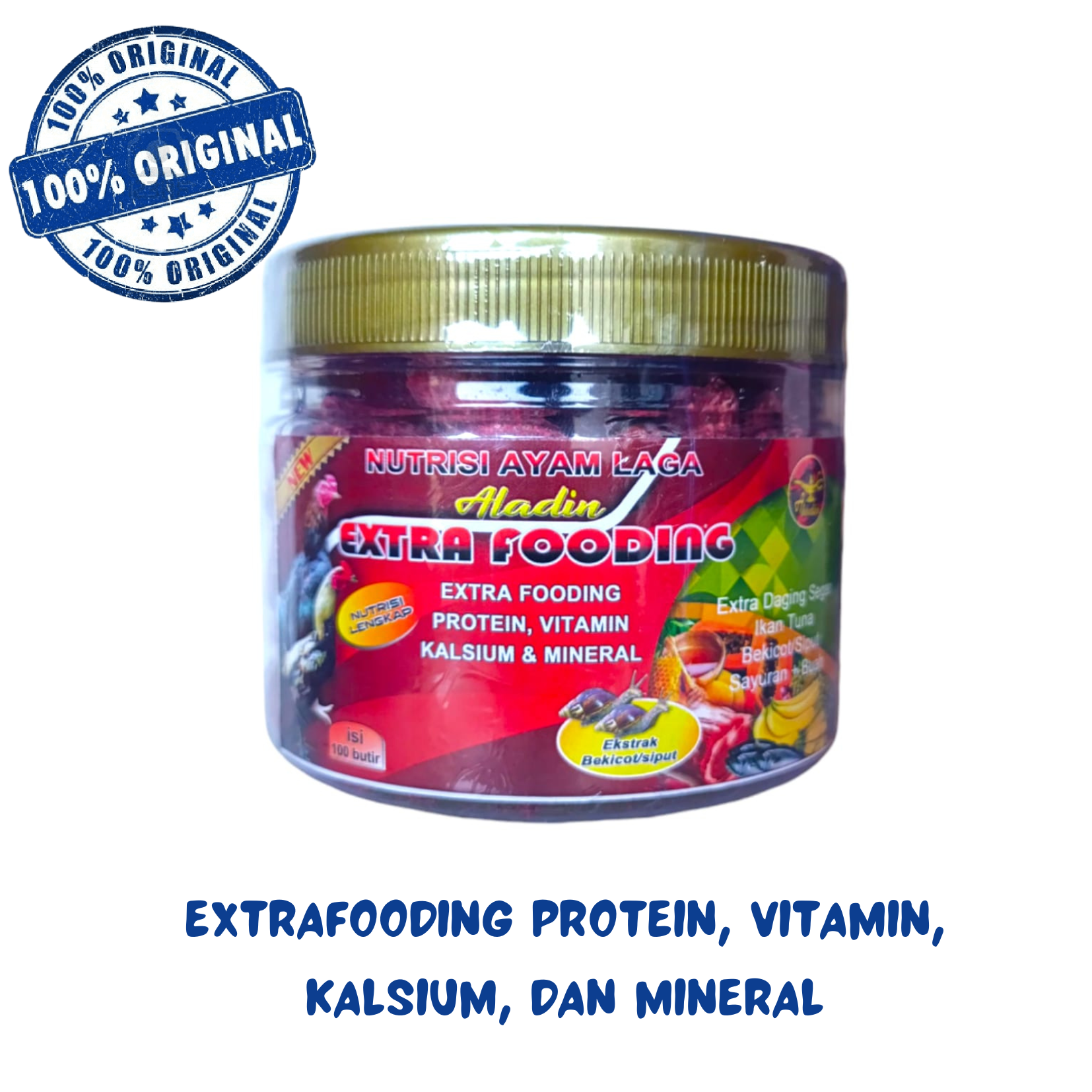 EXTRAFOODING (ALADIN) TOPLES 100 BUTIR - sarapan ayam berprotein, kalsium, mineral Harga 37,692 rupiah*Gratis Ongkir