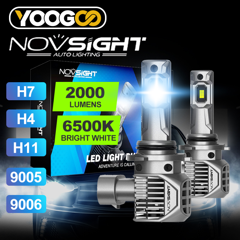 YOOGOO Novsight N62 Super Terang Lampu Kabut Depan Mobil LED H4 H11 H7 9005 9006 90W 20000LM 6500K Harga 523,000 rupiah*Gratis Ongkir
