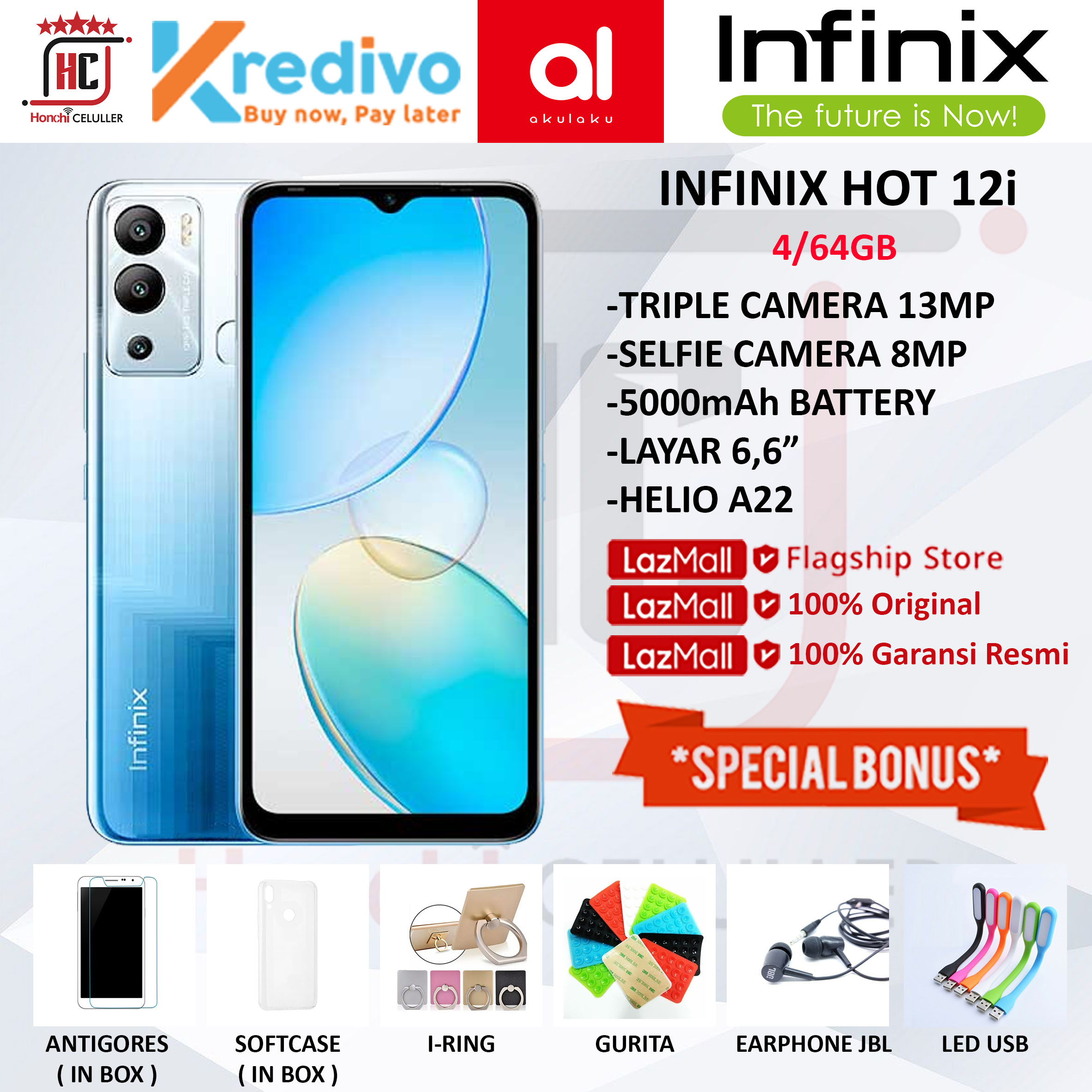 INFINIX HOT 12i 4/64 GB GARANSI RESMI INFINIX INDONESIA Harga  1,399,000 Ringgit*Penghantaran Percuma