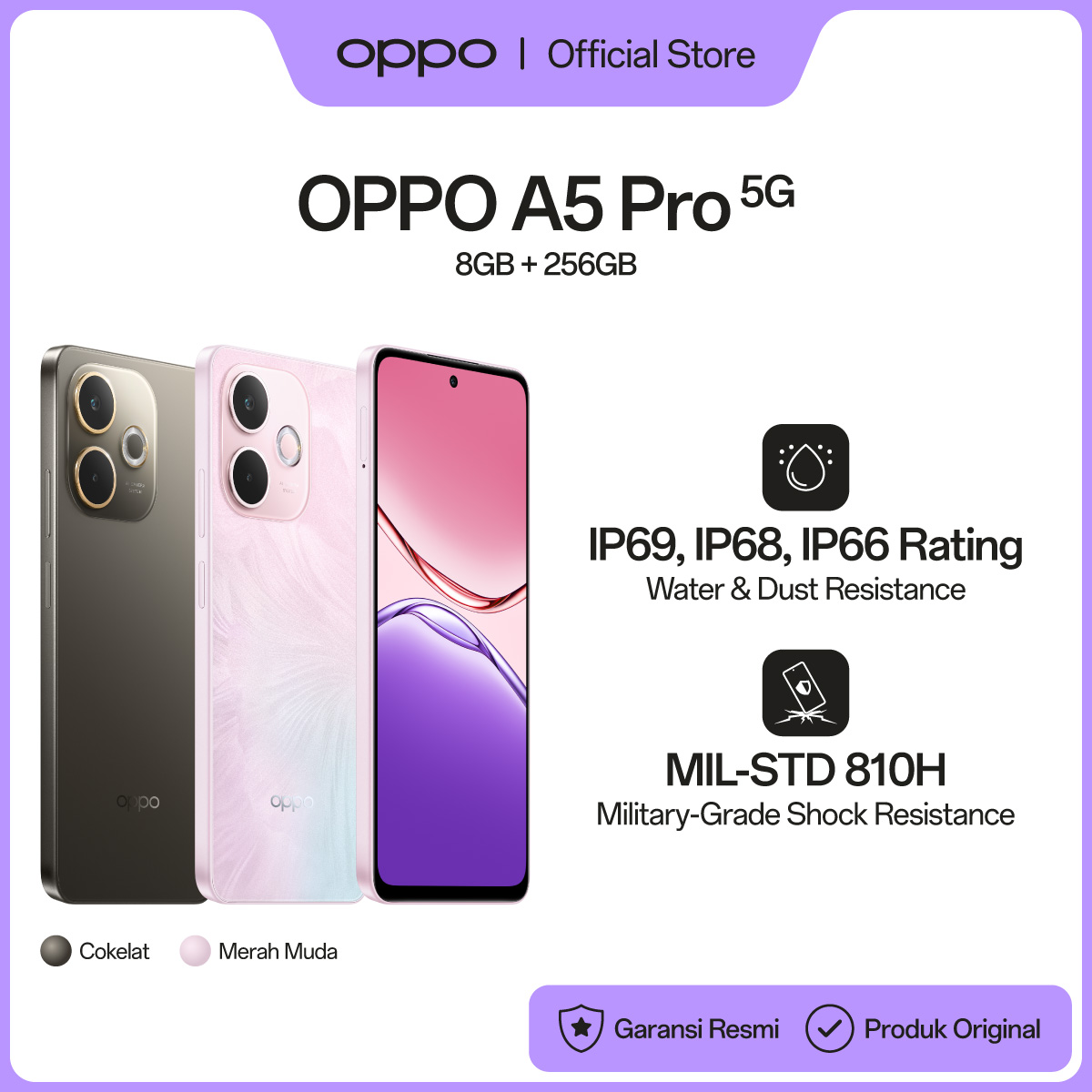 A5 Pro 5g 8/256Gb [Water & Dust Resistance, 45W Supervooc, 5800Mah Battery, Ai Game Boost] Harga  4,099,000 Ringgit*Penghantaran Percuma