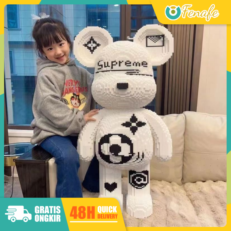 FENAFE【♥️️️BEST♥️】55CM Mainan Nano Balok 11000pcs Violent Bear Kuromi Doraemon Strawberry Bear Series…