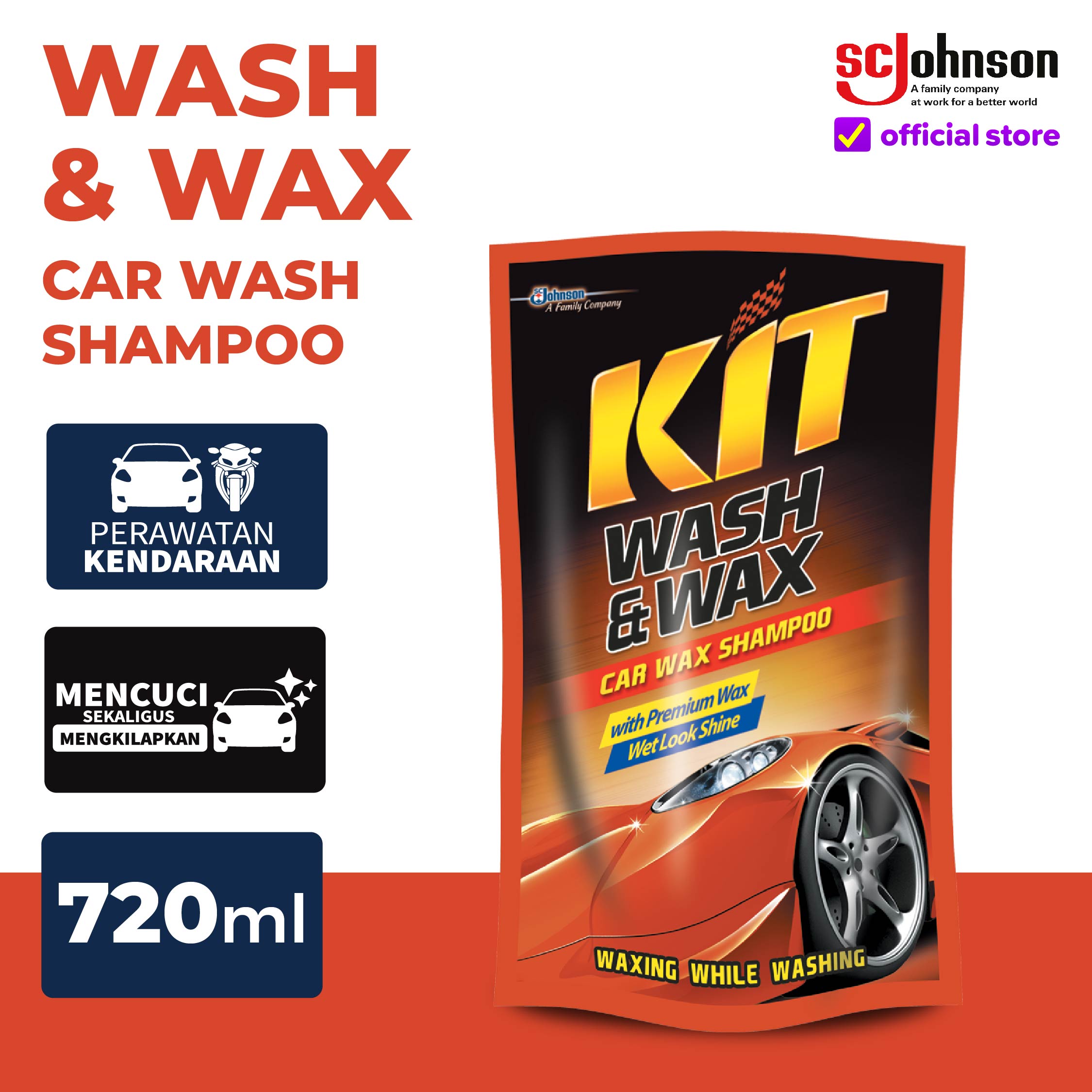 KIT Wash & Wax Shampoo Mobil - Refill 720mL Harga 37,765 Ringgit*Penghantaran Percuma