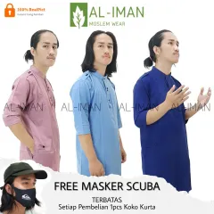 AL-IMAN Baju Koko Kurta Slim Fit Kasual / Baju Muslim Dewasa Katun Rayon Adem