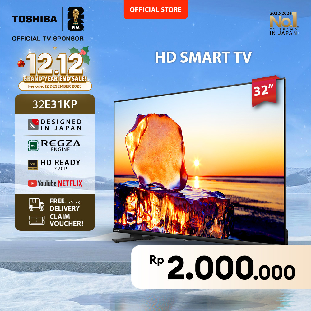 [HD Smart TV] [online only] Toshiba TV 32 "HD Smart TV-WiFi Netflix Disney + YouTube Dolby audio screen sharing HDMI digital-32e31kp - Merek Toshiba Harga 1,980,000 rupiah*Gratis Ongkir