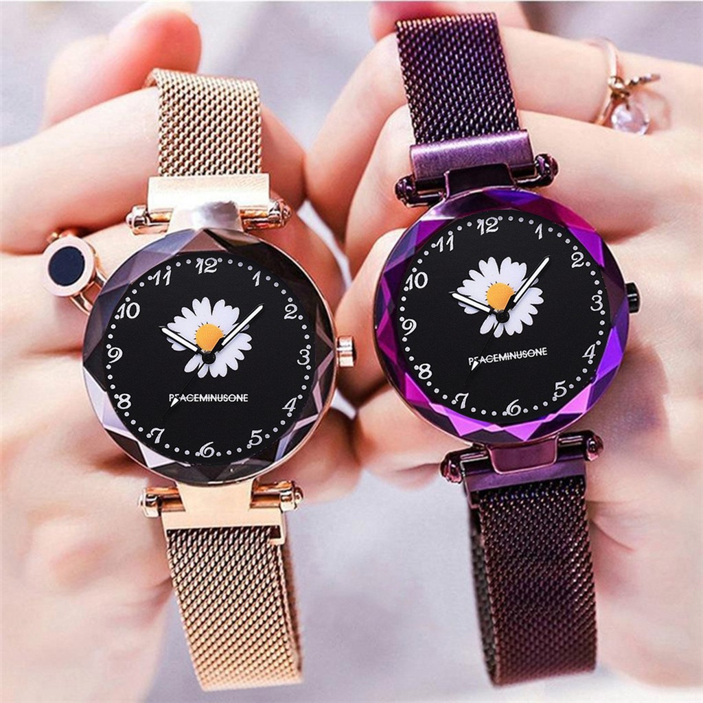 	 Jam Tangan Wanita Small Daisy Starry Sky Magnet Korean 	