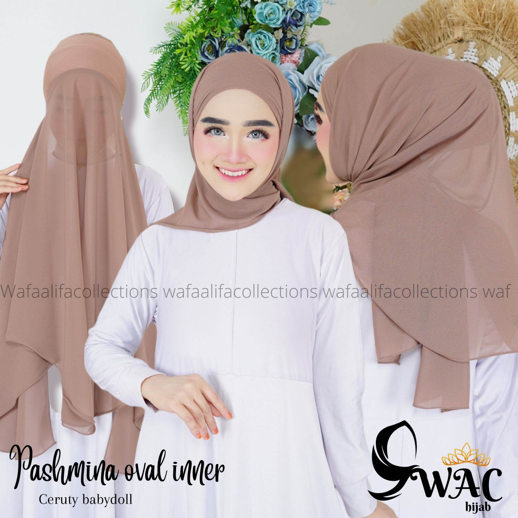 Pashmina Oval Inner Ceruty Babydoll/Pashmina instan ciput