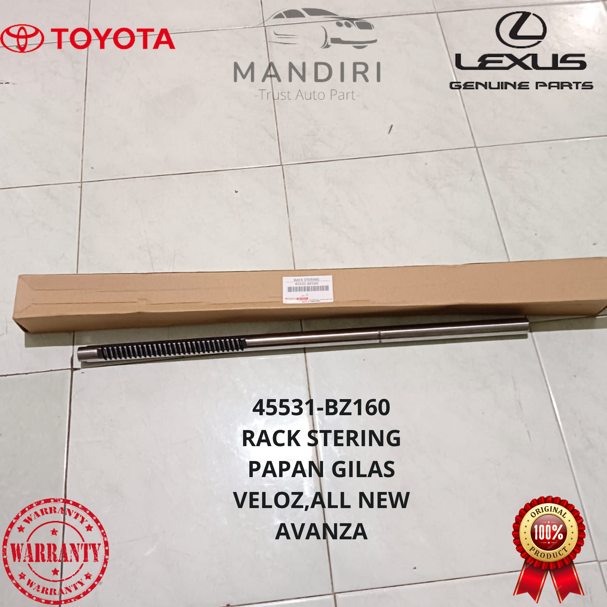 SHAFT AS STIR POWER RACK STEERING PAPAN GILAS AVANZA VELOZ 45531-BZ160 ORIGINAL GARANSI Harga 535,000 rupiah*Gratis Ongkir