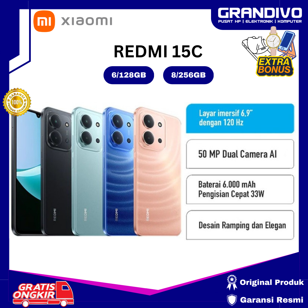 Xiaomi Redmi 15C (6+128 Gb) (8+256 Gb) Nfc Official Warranty - Grandivo Harga 1,841,000 rupiah*Gratis Ongkir