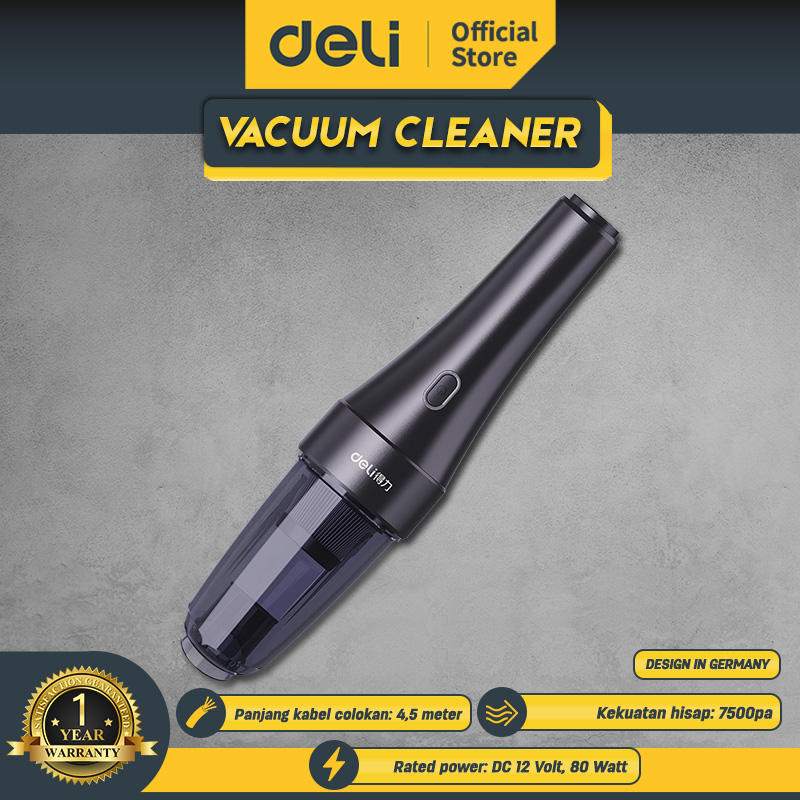 Deli Vacuum Cleaner Penyedot Debu Mobil Portable DC 12V 80W DL881280 Harga 464,000 rupiah*Gratis Ongkir