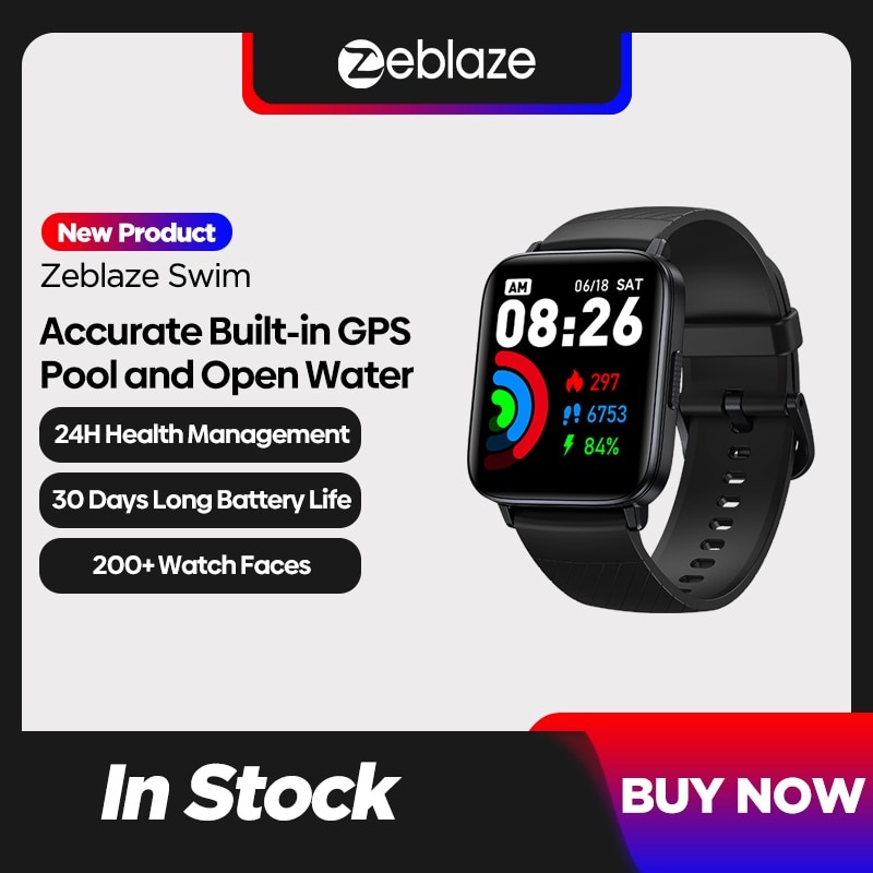 Zeblaze SWIM Built in GPS Swimming Smart Watch 24H Health Monitor