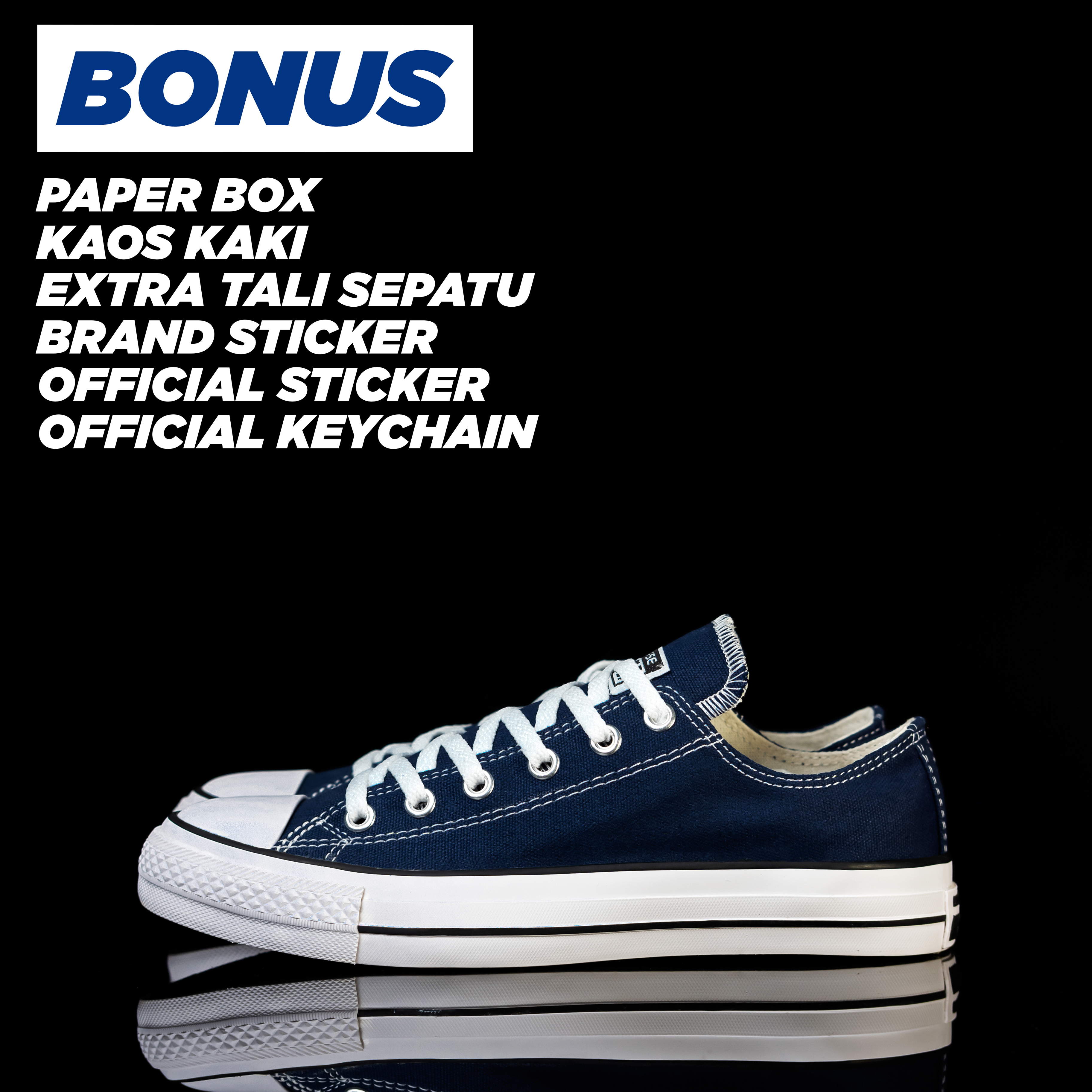 Sepatu Chuck Taylor ALL STAR Low Navy Sneakers Pria Wanita Unisex
