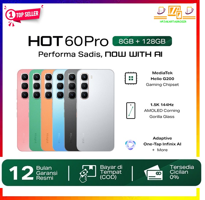 Infinix Hot 60 Pro 8/256Gb - up to 16Gb Extended Ram - Helio G200 - 6.78 Inch 144Hz Amoled - 50Mp - 5160 Mah - Nfc Harga  1,950,000 Ringgit*Penghantaran Percuma