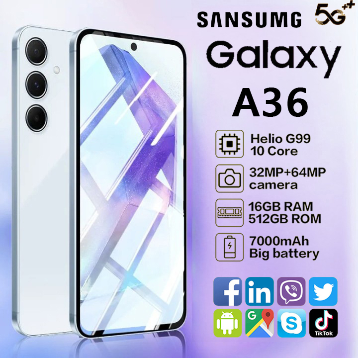 Hp terbaru SANSUMG Galaxy A36 7.5 inch 5G/4G 90Hz Smartphone cuci Gudang Promo produ kasli resmi RAM 16GB/512GB 6800mAh HD Kamera Handphone A35 Garansi Baru Produk Promo Giá 949,000 Đồng*Miễn phí vận chuyển
