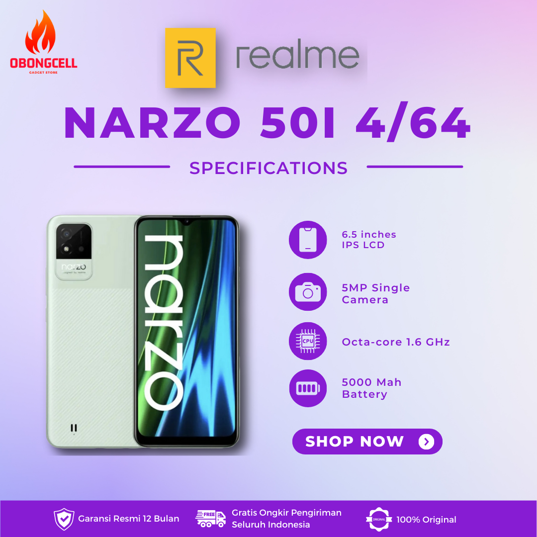 REALME NARZO 50i RAM 4GB/64GB GARANSI RESMI Harga  1,359,000 Ringgit*Penghantaran Percuma