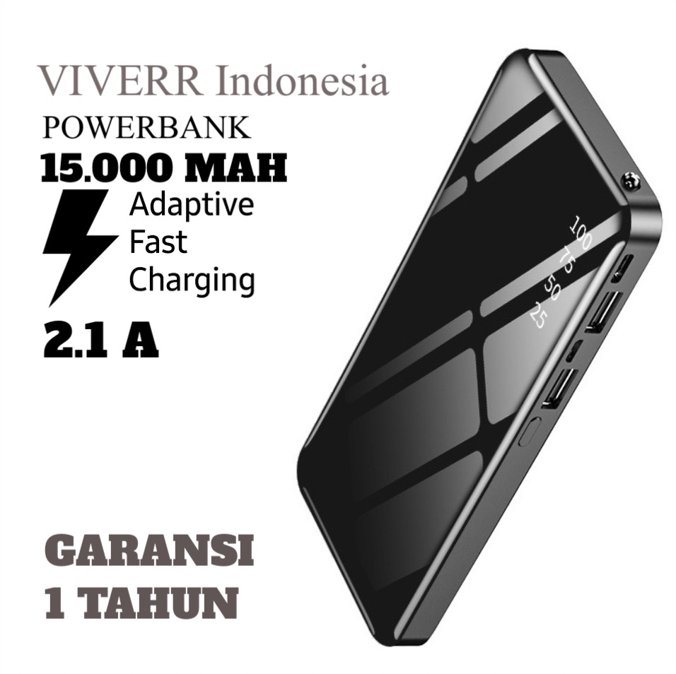 Powerbank Viverr Fast charging U1 15.000 mah garansi 1 Tahun.