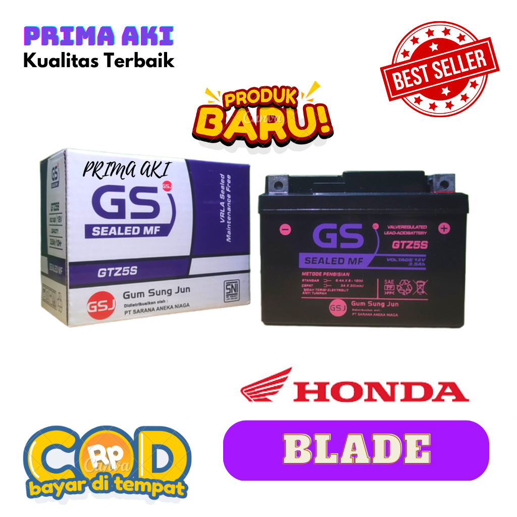 Aki Motor Kawasaki ZX 130 Accu Kering GS J GTZ5S MF | Lazada