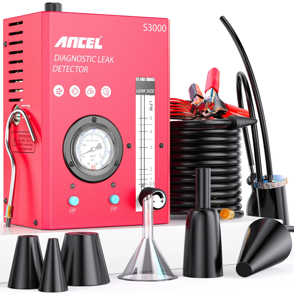 ANCEL S3000 Smoke Machine Automotive with Built-in Air Compressor, Pressure Gauge & Adjustable Flow Meter, Automotive Smoke Machine Leak Detector for EVAP,Fuel,Vacuum,Intake,Exhaust & More Car System Harga 2,107,000 rupiah*Gratis Ongkir