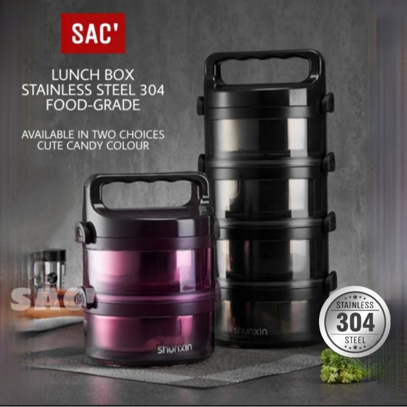 KOTAK MAKAN BENTO 4 Susun Lunch Box Rantang Susun Kotak Makan Bekal Sup Stainless
