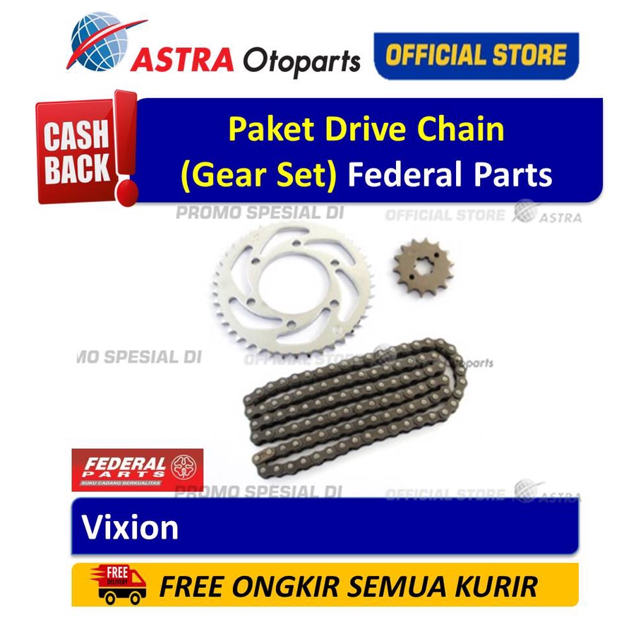 Paket Drive Chain Federal Parts Vixion Harga 205,000 rupiah*Gratis Ongkir